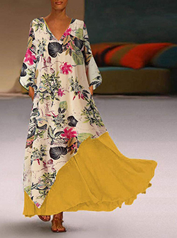 WMNS Floral Garden Overlay Long A Frame Dress